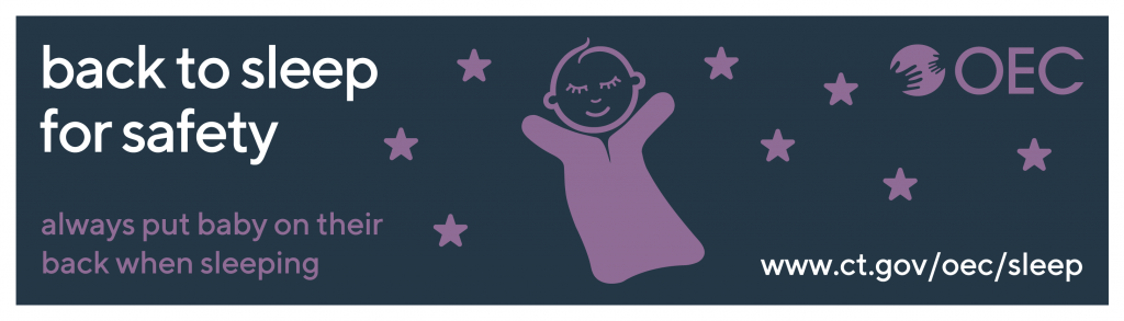 Visual of a Back to Sleep billboard showing a cartoon baby and stars