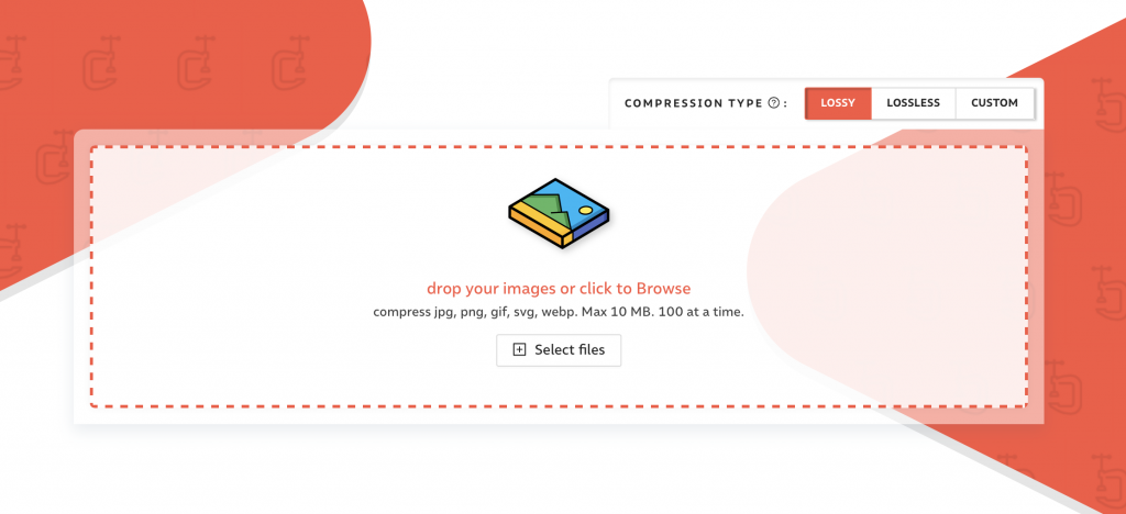 Screenshot of the compressor.io image compressor box